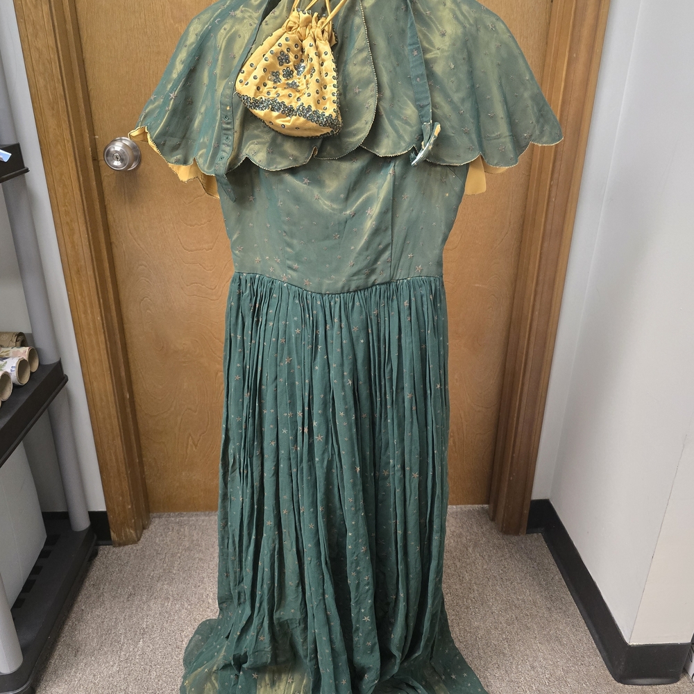 Vintage hand made green & gold gown